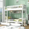 Bunk bed children's cabin bed frame with ladder wooden bunk bed for children, solid pine wood frame for kids dormitory school (with 2 drawers, White, 190x90cm)