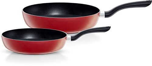 Fissler Cenit Red Juego de Sartenes, 2 Piezas, Diámetros de 24 cm y 28 cm, Sartenes de Aluminio Revestido, Antiadherente, Inducción