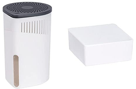 WENKO Raumentfeuchter Drop Weiß 1000 g - Luftentfeuchter Fassungsvermögen: 1.6 l, Kunststoff (ABS), 15 x 23 x 15 cm, Weiß & Nachfüller Raumentfeuchter Cube, 500 g Granulatblock, 10 x 5 x 10 cm, Weiß