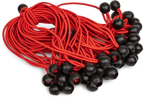WDB – Spanngummi mit Kugel, 100 Stück – Planenspanner 20 cm | Gummispanner Rot - Gummischlaufen
