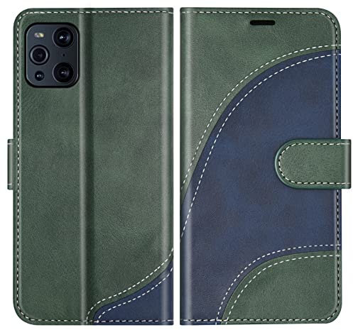 BoxTii Coque pour Oppo Find X3 Pro/Oppo Find X3, Portefeuille Etui en Cuir PU, Magnétique Protection Housse Coque pour Oppo Find X3 Pro/Oppo Find X3, Vert