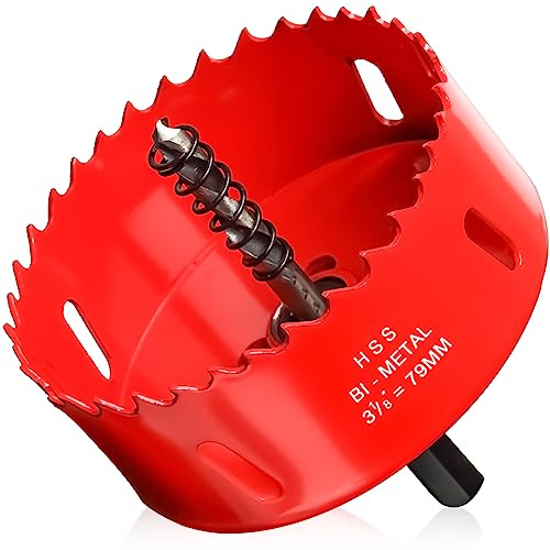 Scie-cloche 79 mm pour bois et plastique, foret bimétallique HSS, pour cloison sèche, panneaux en PVC, fibre de verre et tuyaux d'aération