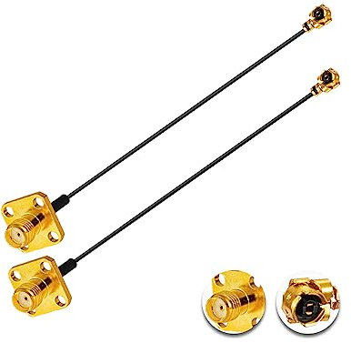 Vecys 2PCS U.F.L1 zu SMA Kabel U.F.L1 zu SMA Buchse Flansch Panel Mount 1.13mm Mini-Koaxial Pigtail Kabel 6 /15CM für Wireless Router Mini PCIE Netzwerkkarten PCI Wi-Fi WAN Repeater