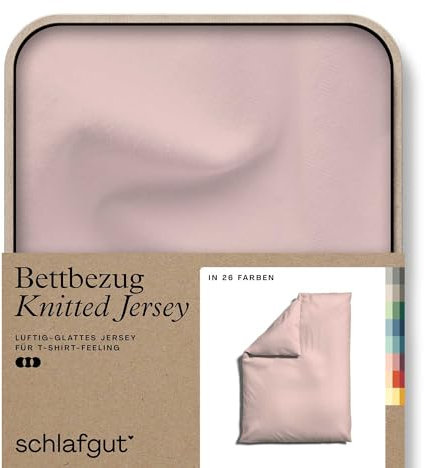 schlafgut Knitted Jersey Bettwäsche 135x200cm Bettdecke Bezug einzeln, Multicolor Uni, weich und faltenfrei mit Elasthan (Purple Light, 135-140x200)
