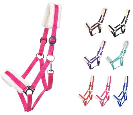 NETPROSHOP Solides Pferdehalfter gepolstert und verstellbar Gr. Mini Shetty bis Full u Kaltblut, Groesse:Cob, Farbe:Pink