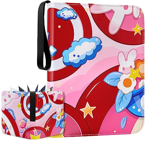 Betoores Sammelkarten Album 400 Karten, Sammelalbum Karten 4 Taschen 50 Seiten Karten Sammelalbum Sammelkarten Ordner Sammelmappe Sammelheft für Kinder Jungen Mädchen Sammler, Rosa Kaninchen