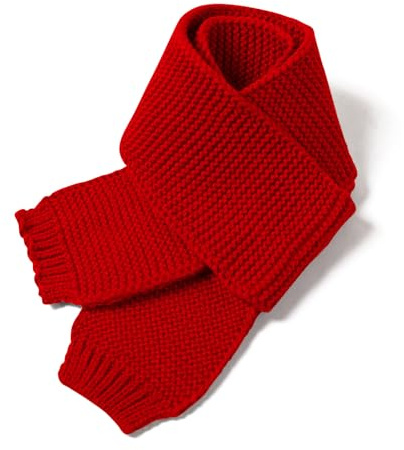 Piewag Kids Knit Scarf Toddler Winter Warm Scarves Neck Warmer Fashion Solid Color Scarf for Boys Girls Red