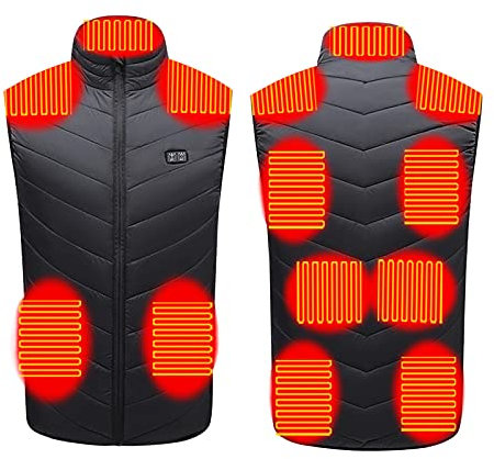 Beheizte Weste Herren Damen, Beheizbare Weste Jacke Heizweste USB Lade mit 11 Heizzonen Heizweste & 3 Temperaturstufen, Beheizbare Weste ärmellos Jacke Mit Heizung Wärmeweste für Outdoor Motorrad