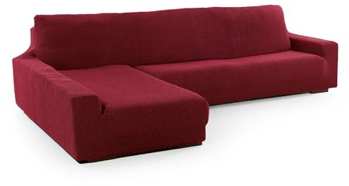SOFASKINS® super elastischer Chaise Longue überzug, Sofabezug Linke Lange Armlehne, Sofa überzug atmungsaktiv, bequem und langlebig, Kompatible Abmessungen des Sofas (210-340 cm), Farbe Bordeaux