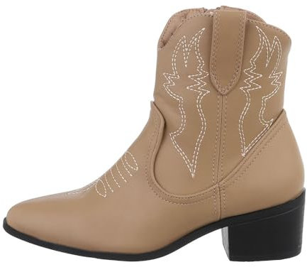 Ital Design Damenschuhe Stiefeletten Western- & Bikerboots, 9988-2-, Kunstleder, Hellbraun, Gr. 38