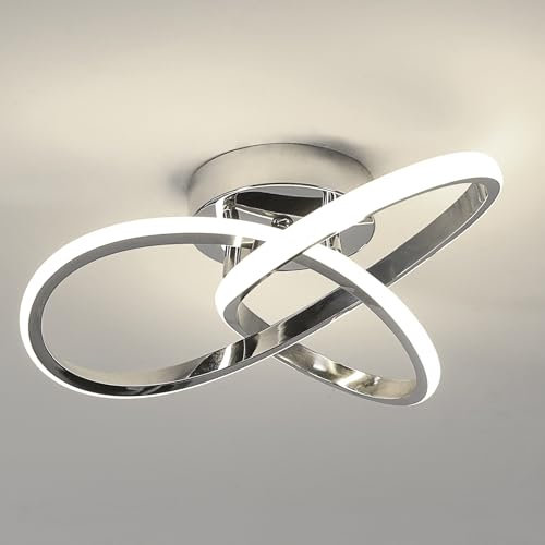 Comely LED Deckenleuchte, 30W 3300LM Deckenlampe 4500K Neutralweißes Licht, Creative Flower Form Acryl LED Deckenbeleuchtung für Schlafzimmer Wohnzimmer Esszimmer Diele, Silber