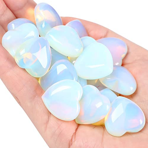 XIANNVXI 10 Pièces Cristal en Forme de Coeur Pierres Opale Naturelle Cristaux de Guérison Pierre d'Inquiétude Polie pour Reiki Chakra Relaxation Méditation et Décoration
