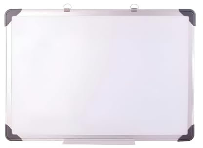 Magnetic White Board 40 x 60cm, Dry Erase White Board with Pen Tray, Black Aluminium Frame Dry Wipe Writing Board for School, Home, Office, Remote Learning