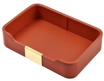 Luxuriöses Leder tablett Desktop Storage Catchall Organizer Dekoratives,Ledertablett Storage Catchall Organizer,Tablett,umSchmuck,Uhren,Kosmetika,Schlüssel,Telefon,Portemonnaie,Orange