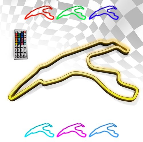 Spa Francorchamps Rennstrecken Profil LED NEON Kunstwerk, Wandleuchte, Wandbeleuchtung, inklusive Fernbedienung, Formel 1 Fans, Formel 1 Geschenk
