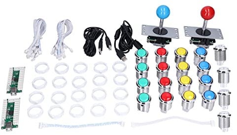 2 Player Arcade DIY Kit, USB Encoder Kit 8 Way Joystick Kit Arcade Games LED Arcade Buttons Set Console DIY Accessories for Arcade Game Console Video Games DIY Tools