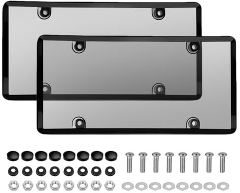 ARVALOLET 2 Pack Clear Number Plate Covers Unbreakable Protective Cover with Screw Caps Clear Number Plate Protector