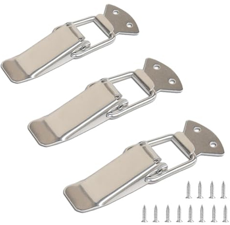 MEXRUMI 3 Stück Spannverschluss Spannverschluss Edelstahl Hebelverschluss Kistenverschluss Verschluss Haspe Mit 12Pcs Schrauben Für Case Box Toolbox Schublade Schrank Truhe (Silber)