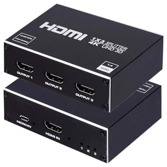 HDMI Splitter 1 Entrada 3 Salidas - 4K Divisor HDMI 1 in 3 out para 3 Monitores simultáneo Compatible con HDCP1.4 3D UHD 60hz para HD TV Fire Stick Xbox PS3 PS4