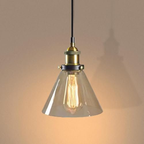 TOKTOP Lámpara colgante de cristal, lámpara de araña vintage para salón, pantalla colgante ámbar interior, lámpara de techo E27 para dormitorio cocina comedor