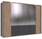 Lomadox Kleiderschrank 304 cm inkl Spiegel und Beleuchtung, Garderobenschrank Wardrobe Schlafzimmerschrank in Eiche mit grauu