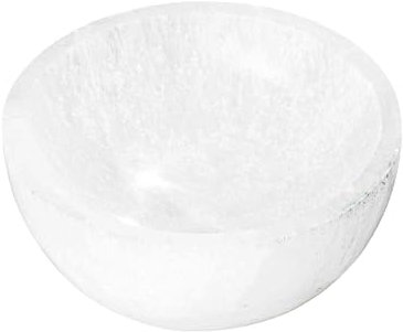 NKlaus Selenit Schale 8 cm – Handgeschnitzte Schale zur energetischen Reinigung von Heilsteinen & Schmuck, Naturstein Schale für Meditation, Reiki & Esoterik