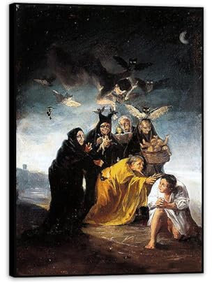 Francisco De Goya Leinwand,Ölgemälde,Kunst,ästhetisches Bild,Hexen,Canvas Print Poster,Leinwandbilder Wohnzimmer100x70cm(39x28in) Schwarz gerahmt