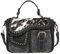 Kufelia Handtasche Schultertasche Westerntasche Kuhfell Nieten Flechtung (schwarz)