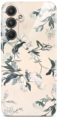 ONEFLOW Flower Cover für Samsung Galaxy A55 5G Hülle in Floral Optik, Blumen Designer Case Handy Schutzhülle mit Kameraschutz, Hardcase dünne Handyhülle Blumenmuster, Creme Beige