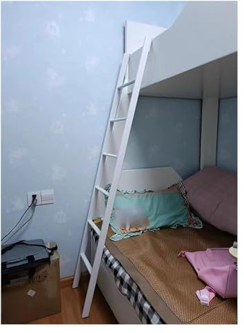 SZITW Youth/Kids/Adults Metal Bunk Bed Ladder 150 160 170 180cm High, Black White Silver Safety Auxiliary Climb Ladders With Wide Steps, Replacement Bunk Ladders (Color : White, Size : 180cm/70.8i