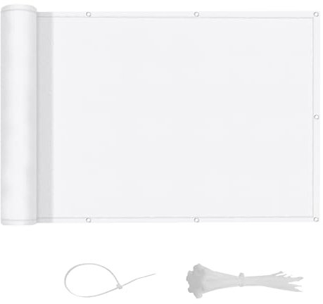 LOVE STORY Brise Vue pour Balcon 80x500cm, Imperméable Couverture de Confidentialité Écran(PES),Protection UV Opaque pour Balcon with Cable Ties,Pare-Soleil pour Jardin Extérieur,Blanc