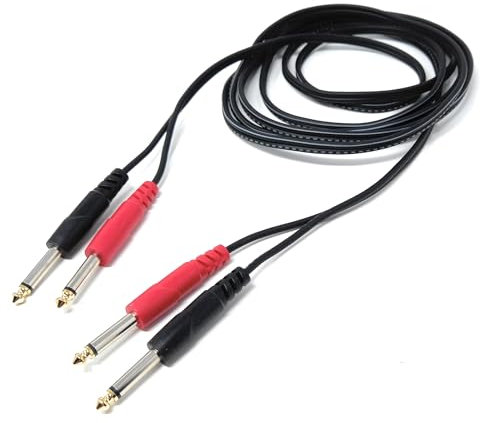 DRUT 2 x 6,35 mm (1/4 Zoll) Mono-Klinkenstecker auf 2 x 6,35 mm Mono-TS-Klinken-Audiokabel – Doppel-Signal-Patchkabel für Mixer, Controller, DJ und Audio-Ausrüstung, goldene Enden (3 m)