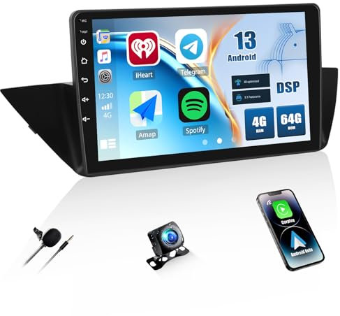 CAMECHO 4+64G Android 13 DSP Navi Autoradio für BMW X1 E84 2010-2016 mit Rückfahrkamera, 10 Zoll Wireless Carplay Bluetooth HD Touchscreen Radio mit Android Auto GPS WiFi FM/RDS Mirror Link +Canbus
