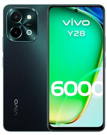 VIVO Y28 Smartphone 4GB RAM 128GB ROM, Batterie 6000mAh, Caméra Triple 50 MP, écran LCD 6,78 90Hz, écran Plat avec 300% de Volume, IP64, Double SIM, NFC, Android 14, Vert