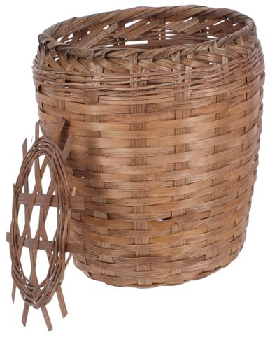 Outanaya Papelera De Madera Tejida Mano Cubo De Basura De Mimbre Para Oficina Dormitorio Cocina Cesta De Flores Tejida Cesto De Papel Para Baño y Sala De Estar