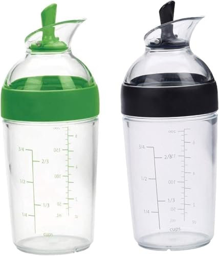 2X 2Pcs Salad Dressing Shaker Quick Mix Size 240ml Green