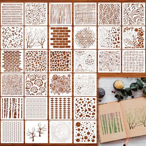 30Pcs Craft Texture Painting Templates, Small Stencils for Crafts Reusable for DIY Art Projects, Wood Wall