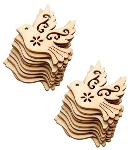20PCS Peace Dove Figurine, Brown Wooden Peace Dove Ornaments Crafts Home Christmas Tree Hanging Decorations, Home Decor Accents, Decor