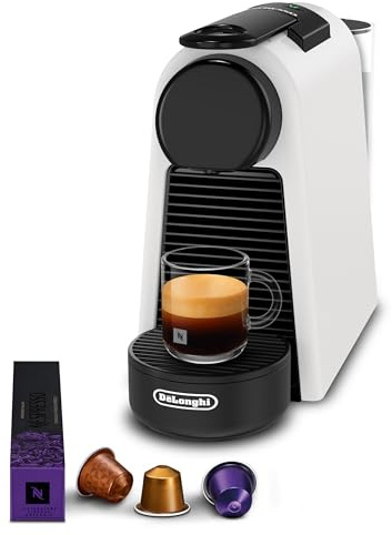 De'Longhi Nespresso Essenza Mini - Macchina da Caffè, Sistema a capsule Nespresso, Set di Benvenuto Incluso, Design Compatto, 1 tazza, Pressione 19 Bar, 1310W, Bianco Opaco (EN85.WMT)