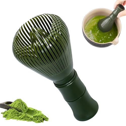 Matcha Whisk, Reusable Dishwasher-Safe Tea Whisk for Matcha, Traditional Handcrafted Japanese Matcha Tea Mixer Brush Mixing Tool for Frothy Matcha Tea Ceremony, Perfect Matcha Lattes-Green