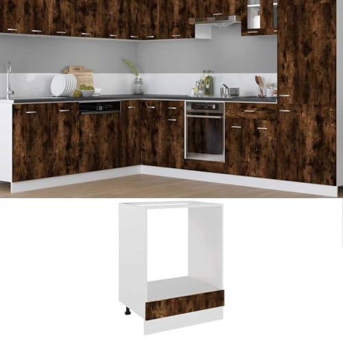 Teenpull Lyon Armoire de cuisine en bois de chêne fumé 60 x 46 x 81,5 cm Meuble de cuisine pour four, micro-ondes, meuble de rangement, armoire de buffet avec espace de rangement pour cuisine