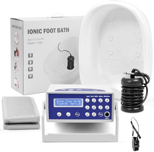 Vniolife Bain de pieds ionique 2026 - Détox professionnel - Avec écran LCD - Avec ceinture chauffante - 1 buse ionique et tampon de nettoyage - Pour la maison, le spa - Cadeau parfait (avec bassin)