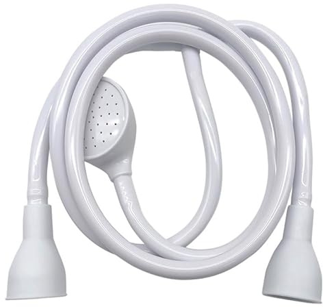 Double Tap Shower Spray Attachment – 1.5m Flexible Hose, Rubber Push-On Universal Connector, Handheld Shower Head for Taps (1.3M)