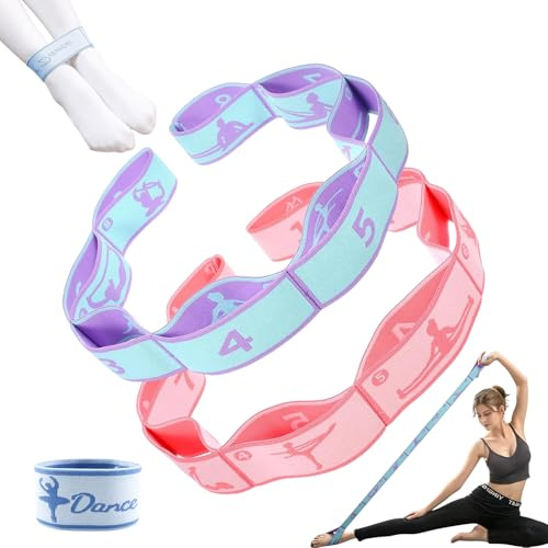 3 Pieces Sangle de Yoga, Band D'étirement de Yoga avec 8 Boucles
