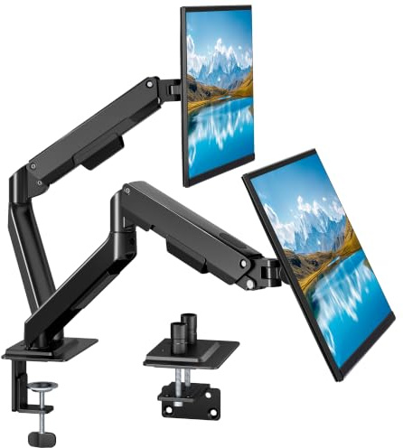 Dual Monitor Arm for Up to 32 Inch Screens, Heavy Duty Monitor Mount | Curved Monitor Stand with Clamp and Grommet Base,for 2 Screens,Holds up to 19.8 lbs,for 75/100 Vesa Mount,for Home Office