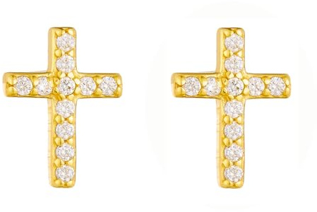 Daesar Diamant Ohrringe Gold 375 585 750 Echtgold, Ohrstecker Damen Kreuz mit Diamant Ohrringe Hochzeit Braut Allergiefrei