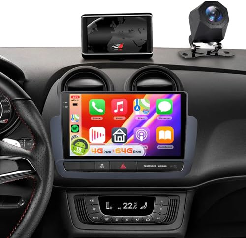 【4+64G】 Hodozzy Carplay Autoradio für Seat Ibiza 2012-2015, Android Autoradio 9 Zoll In-Cell Bildschirm mit Android Auto/WiFi/GPS/RDS/FM/Bluetooth/USB+Rückfahrkamera