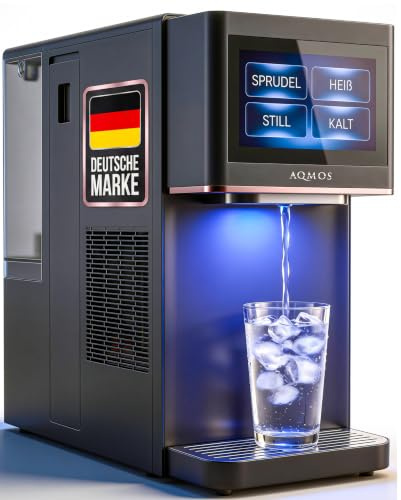 AQMOS Drinking Pro Osmose-Wasserspender – still, sprudelnd, kalt & heiß | Umkehrosmose + UV entfernt Kalk, Mikroplastik & PFAS – 5-L-Tank oder Festwasseranschluss, Touchdisplay & App-Steuerung