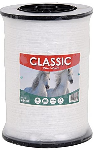 VOSS.farming Weidezaunband 40mm Classic 8 x 0,16 NIRO, weiß, Weidezaun und Elektrozaun Band, Elektroband, Pferdezaun, Pferdeband, Ponyzaun, Sparset (1200 m)