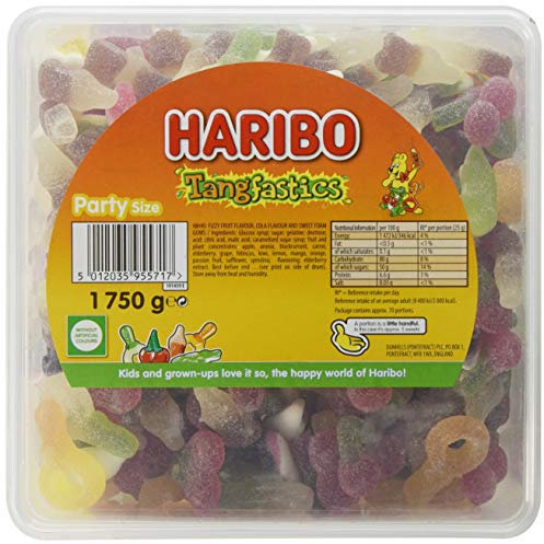 HARIBO Tangfastics bulk sour sweets tub 1.75kg, Fruit Punch, 1750 gram
